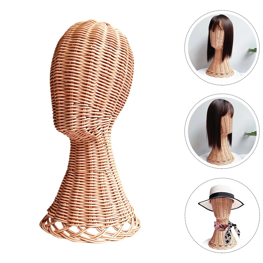 

Storage Rack Creative Rattan Hat Display Stand Racks Block Head Holder for Shop