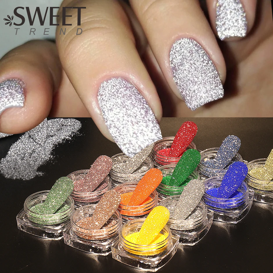 12 Boxes Nail Powder Set Reflective Glitter Pigment Nail Art Design Holographic Dazzling Party Sparkly Chrome Dust Decoration