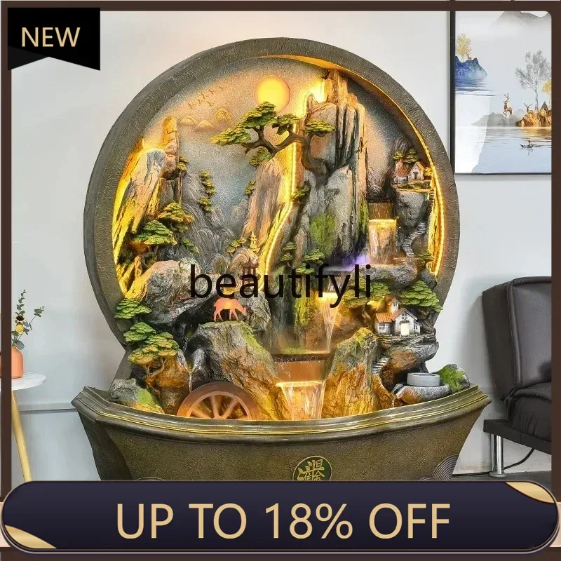 

P178 Water curtain wall, flowing water floor fountain, circulating water decoration, living room background wall, feng shui w