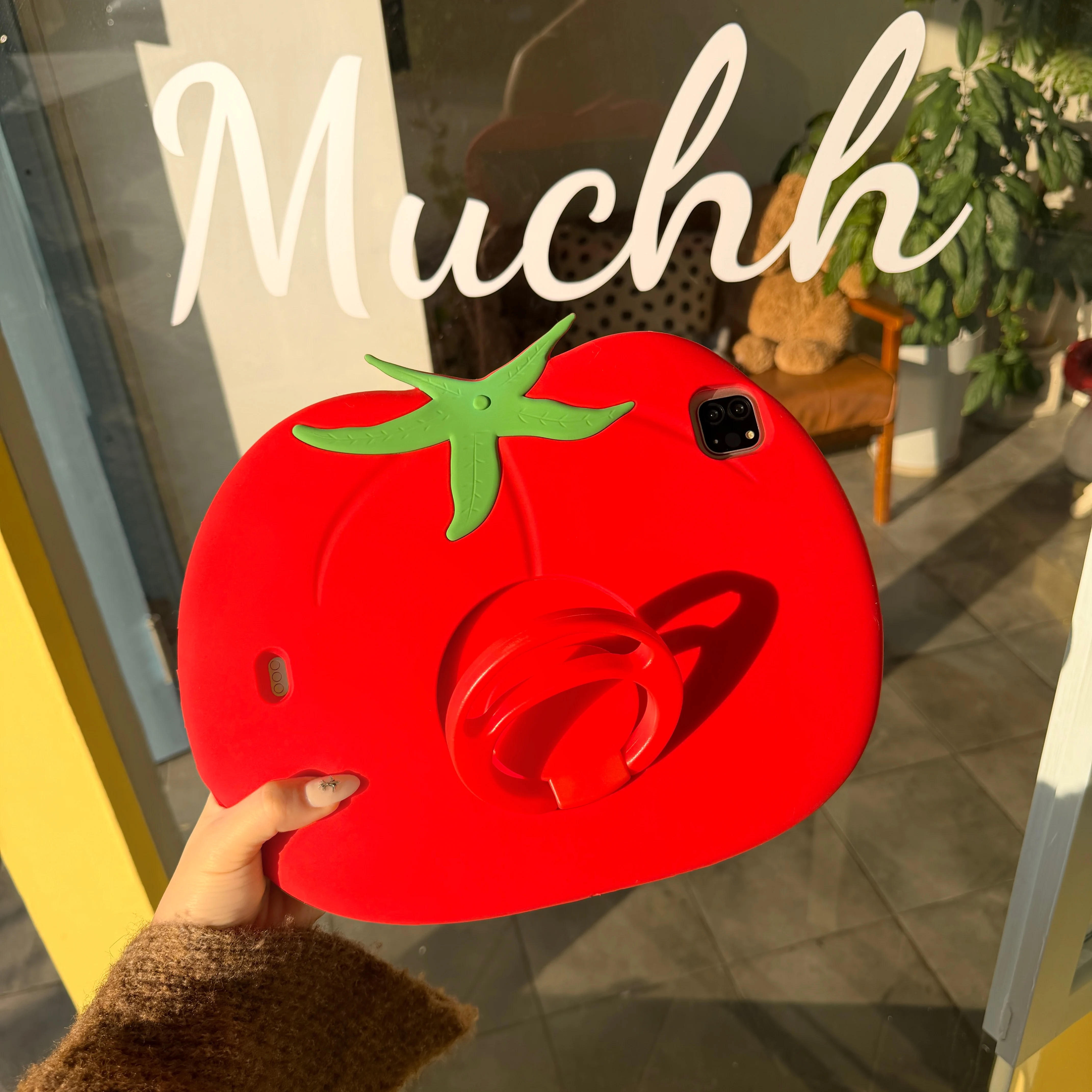 Tomato Holder Case for iPad Pro 2025 2024 11in Case 10th Gen iPad 10.9in 10.2in 9.7in 10.5in Mini 6 7 8.3in Silicone Stand Cover