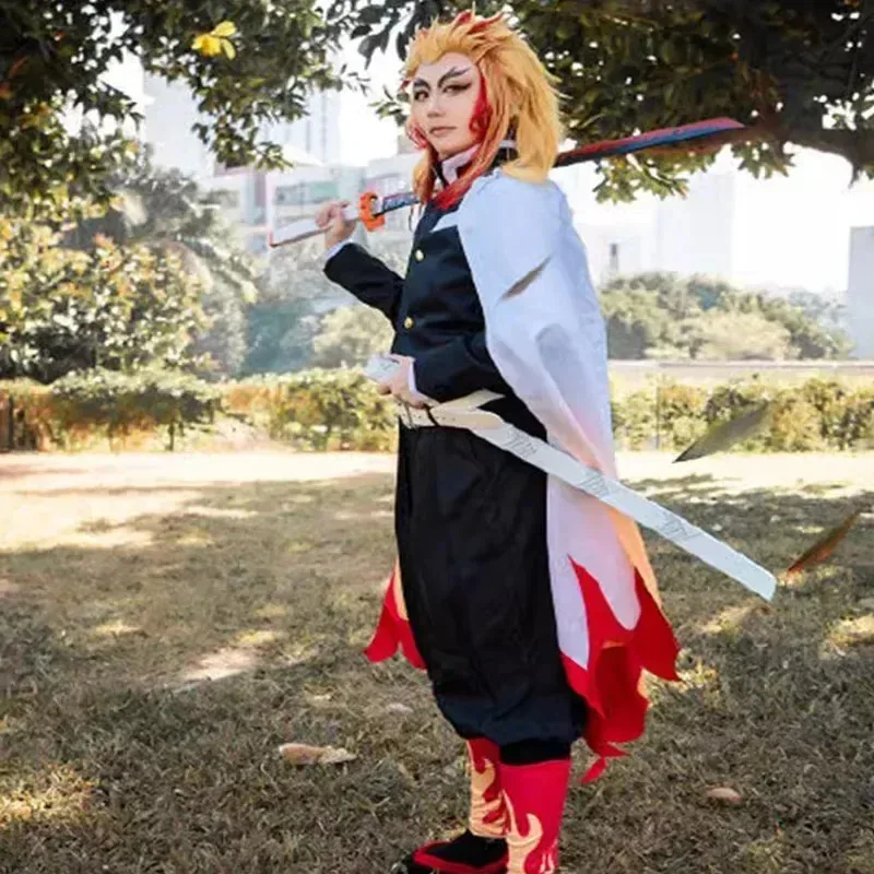 

Anime Rengoku Kyoujurou Cosplay Kimono Demon Slayer Cosplay Costume Uniform Haori Wig Suit Halloween Kimetsu No Yaiba Costume