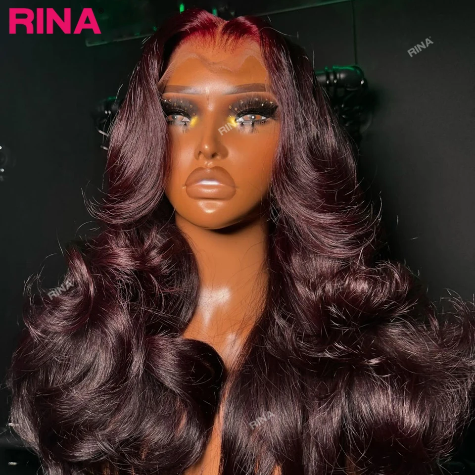 

Dark Purple Color 13x4 13x6 Lace Frontal Human Hair Body Wave Wig Transparent Lace 5x5 Closure Lace Wigs 180% Density For Women