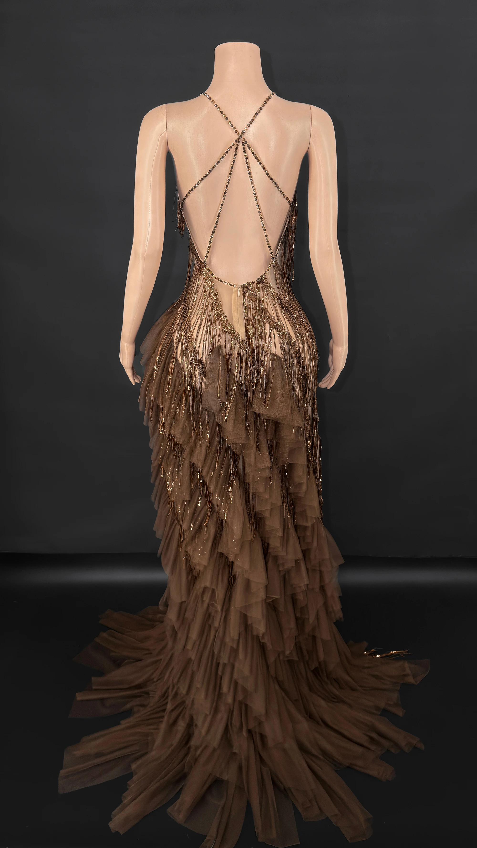 زي ZD للسيدات للحفلات الراقصة، زي أداء المغني والراقص، ملابس المسرح بأحجار الراين الذهبية اللامعة #5