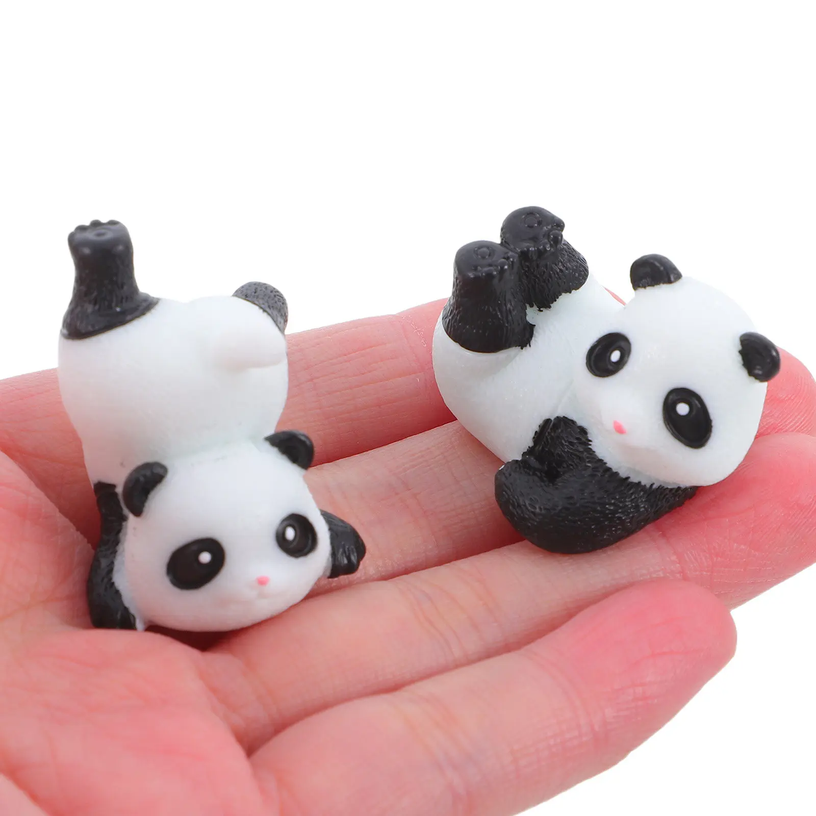 

6Pcs Miniature Panda Statues Resin Micro Landscape Ornaments for Garden Bonsai Moss Terrarium Desk Cake Decoration Party Favors