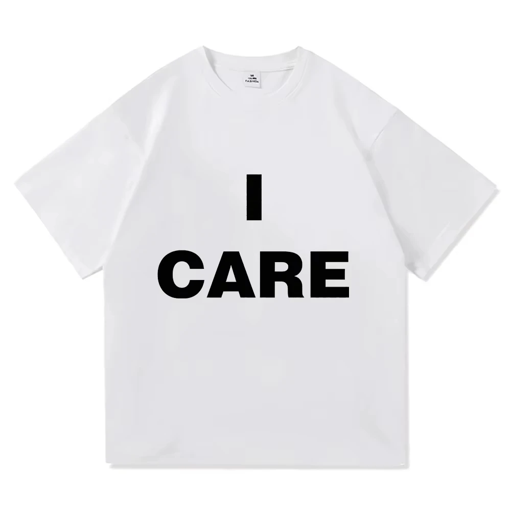TURNSTILE I Care Tee Letter Print Short Sleeve O‑Neck Tees Unisex Fit Streetwear Couple T‑shirt Daily Wear Tops Men Women Casual