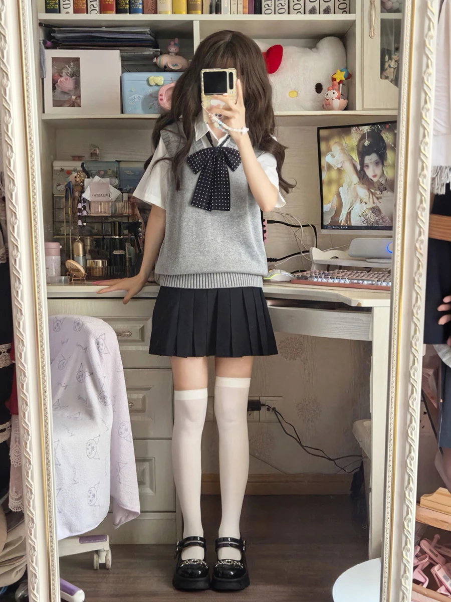 

April Sakura JK Свитер Вязаный Жилет College Sle orm Топ Осень Зима Теплый Удобный вязаный свитер без свитера с v-образным вырезом