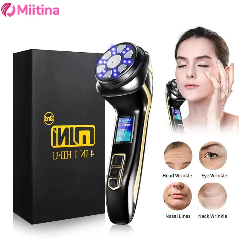 Newest Hifu 4 In1 Ultrasonic Machine Ems Micro Current Face and Body Lift Rejuvenating Wrinkle Resistant Massager Beauty Tools