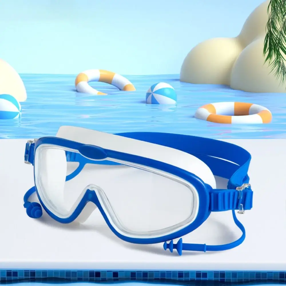 Big Frame Swim Goggles Anti-Fog Wide View Scuba Diving Swimming Glasses with Earplugs for Adult Youth