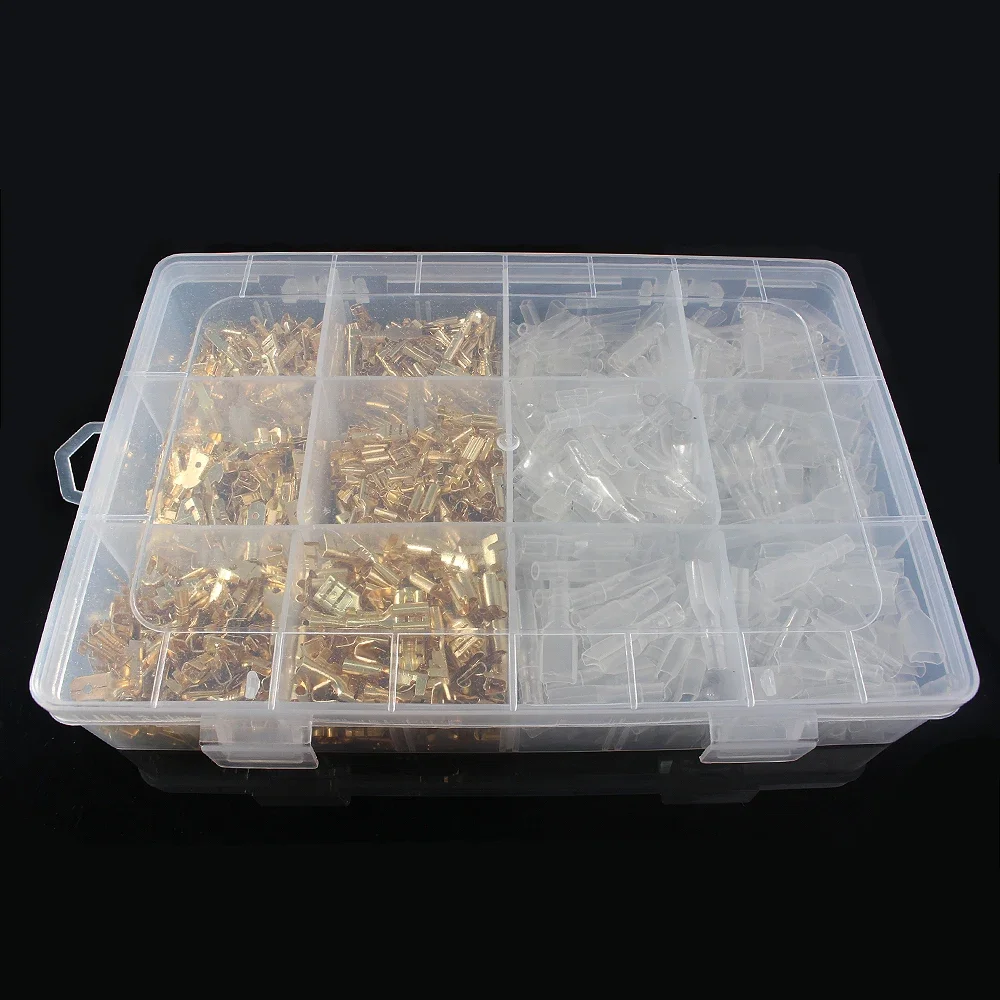 1000PCS 2.8/4.8/6.3mm Insulated Male Female Wire Connector Assorted Kit, Electrical Crimp Terminals Termin Spade Connectors Set