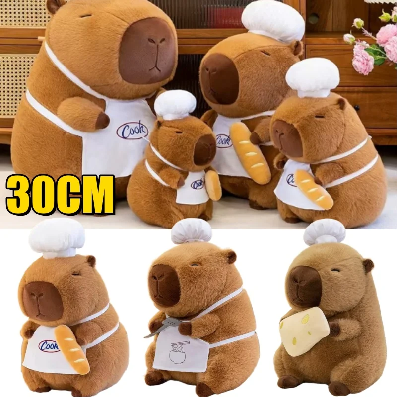 30Cm Kok Capybara Pluche Simulatie Baker Kapibala Anime Pluizig Speelgoed Schattige Brood Pop Knuffels Zachte Pop Kerstcadeau