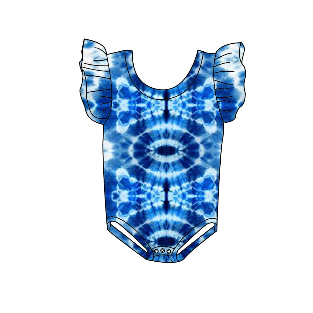 

Summer children's clothing Cute little flying sleeve baby girls Baby boys onesie blue tie dye pattern new design baby kids