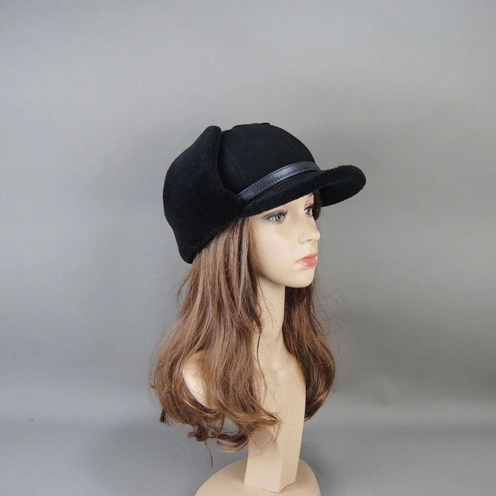 Chapeau de bombardier en laine d'agneau pour hommes, bonnet de neige russe Ushanka, oreillettes chaudes, vraie fourrure, qualité, luxe, hiver, automne, 2023