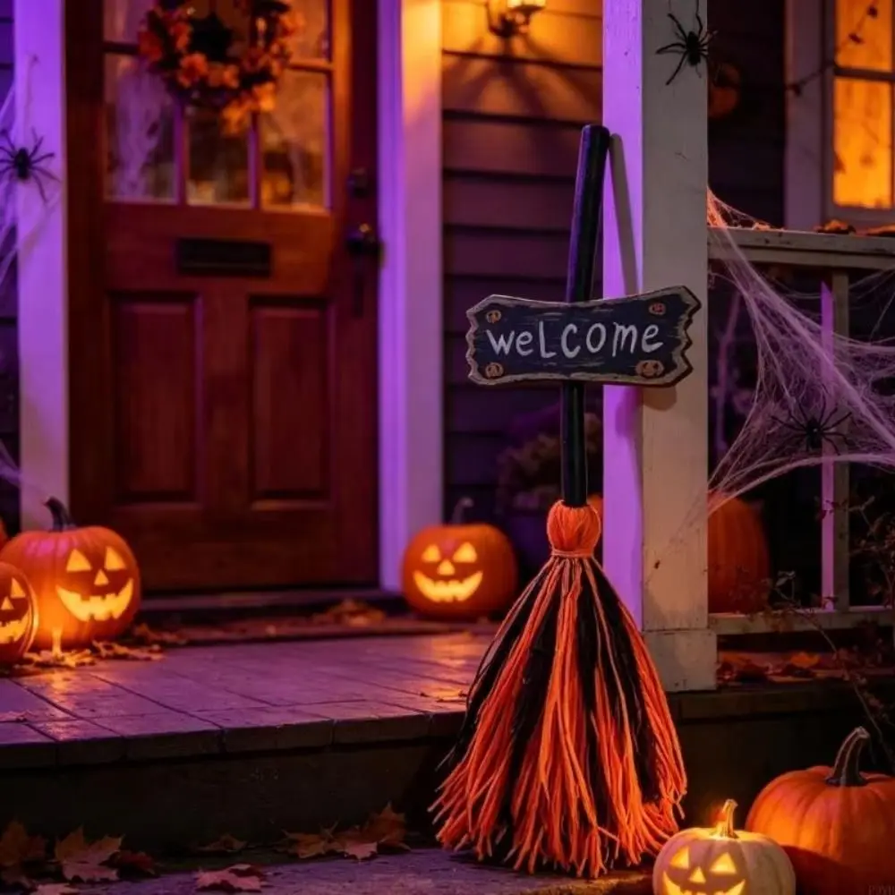 Sound Activated Animated Witch Broom Moving Broomstick Plastic Witch Broomstick Floating Broomstick Electric Rotating