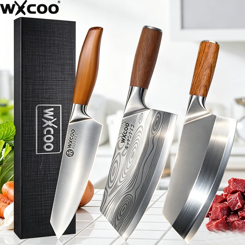 WXCOO Edelstahl Japanisches Messer Professionelles Obstschneidemesser für Küche Haushalt Gemüsemesser mit Geschenkbox