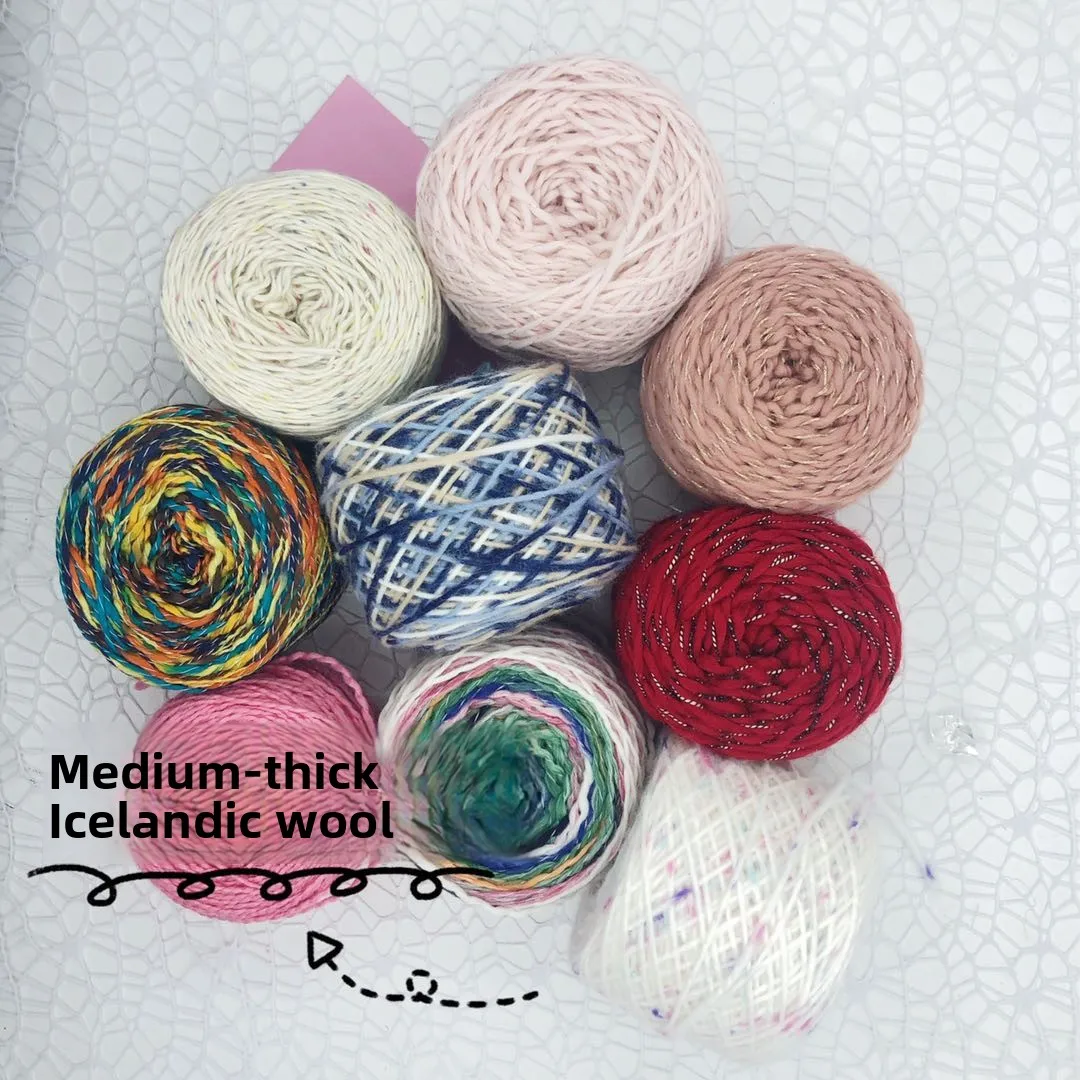 

Icelandic Wool Yarn Medium Thi Wave Chain Handmade Hat Scarf Coat Ball of Yarn for Knitting And Crocheting Accories