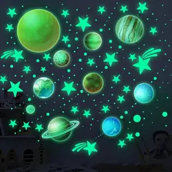 Luminous Stars Wall Stickers DIY Glow in The Dark PVC Planet Wall Decals Ceiling Stars Planets Stickers Home Decoration