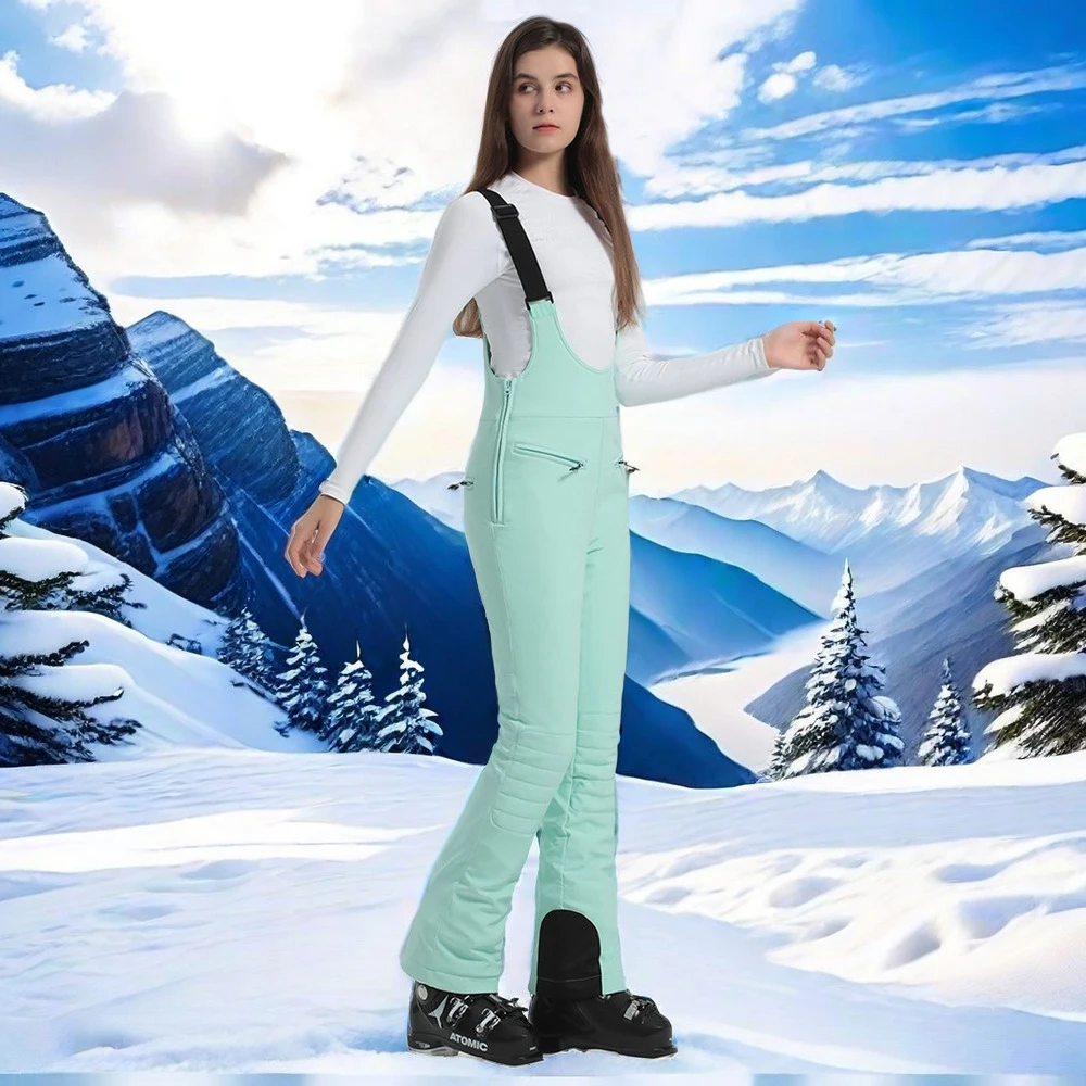 New 2025 Outdoor Skiing Pants Mountain Snowboard Jumpsuits Winter Sport Women Ski Overalls Windproof Slim Female Snow Trousers