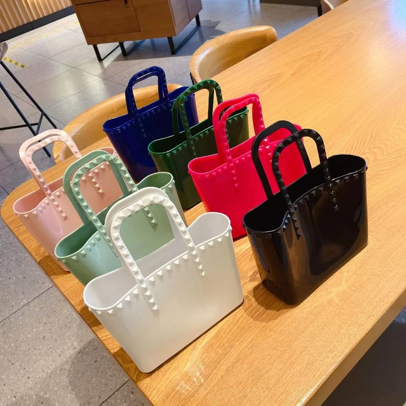 New Multipurpose Colorful Shopping Basket Portable Jelly Bag Basket Storage Basket Candy Empty Beach Bag Picnic Bag Mini Handbag