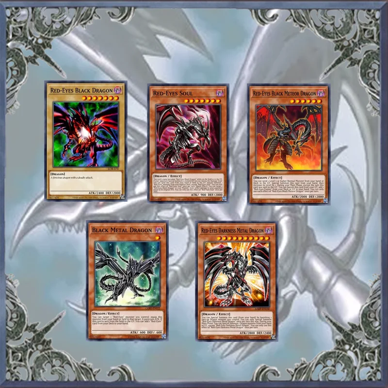 70PCS Yugioh Cards Red Eyes Black Dragon Card Deck DIY Cards Playing Game Card