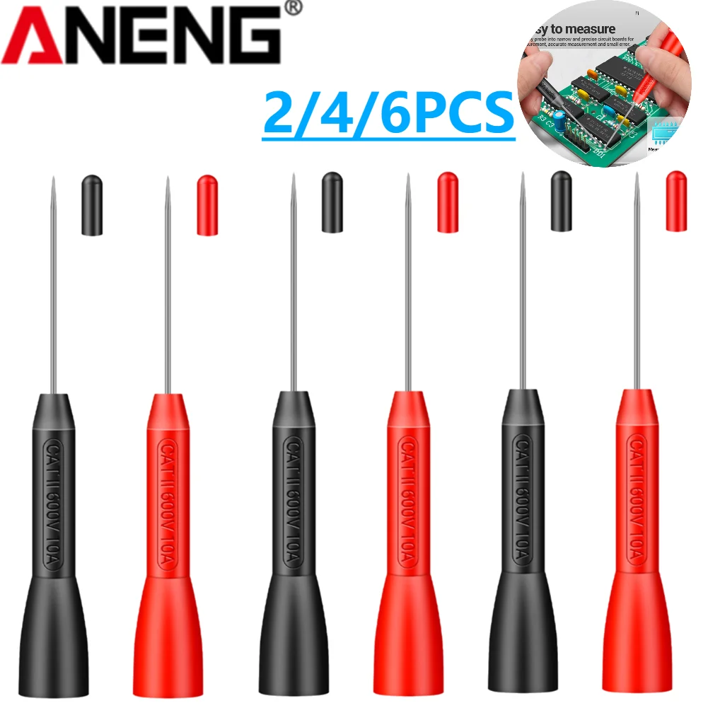 ANENG PT2002 2/4/6pcs Insulation Piercing Needle 1mm Pin Non Destructive Multimeter Test Probe 10A 600V For 2mm Test Lead