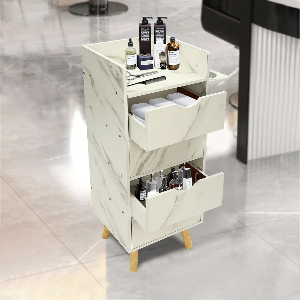 

Salon Hair Styling Barber Station Storage Cabinet With 4 Drawers Beauty Cupboard