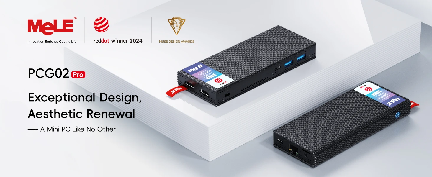 MeLE PCG02 Pro Fanless MINI PC Stick N100 8G 256G Mini Computer Dual HDMI,4266MHz LPDDR4,WiFi5 Gigabit Ethernet,USB Type-C PD3.0