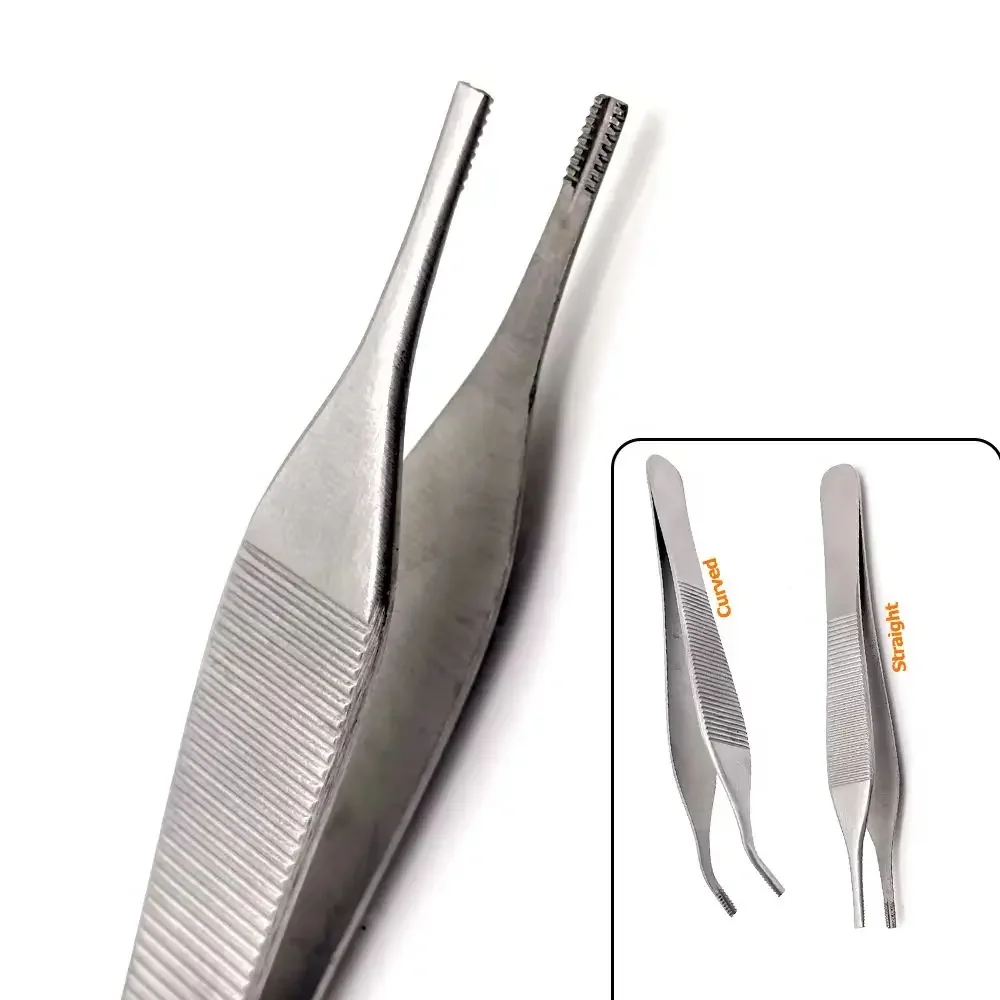 2pcs/set Stainless Steel Fat Tissue Tweezers With Teeth Slots 12CM Ophthalmic Cartilage Forceps Surgical Grasping Instrument