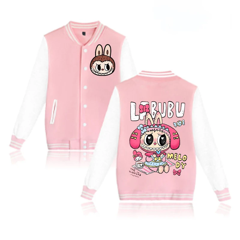 Pop Mart Labubu Baseball Uniform Men Women Anime Fashion Couple Jackets Autumn Winter Hip Hop High Quality Coats Adults Clothes