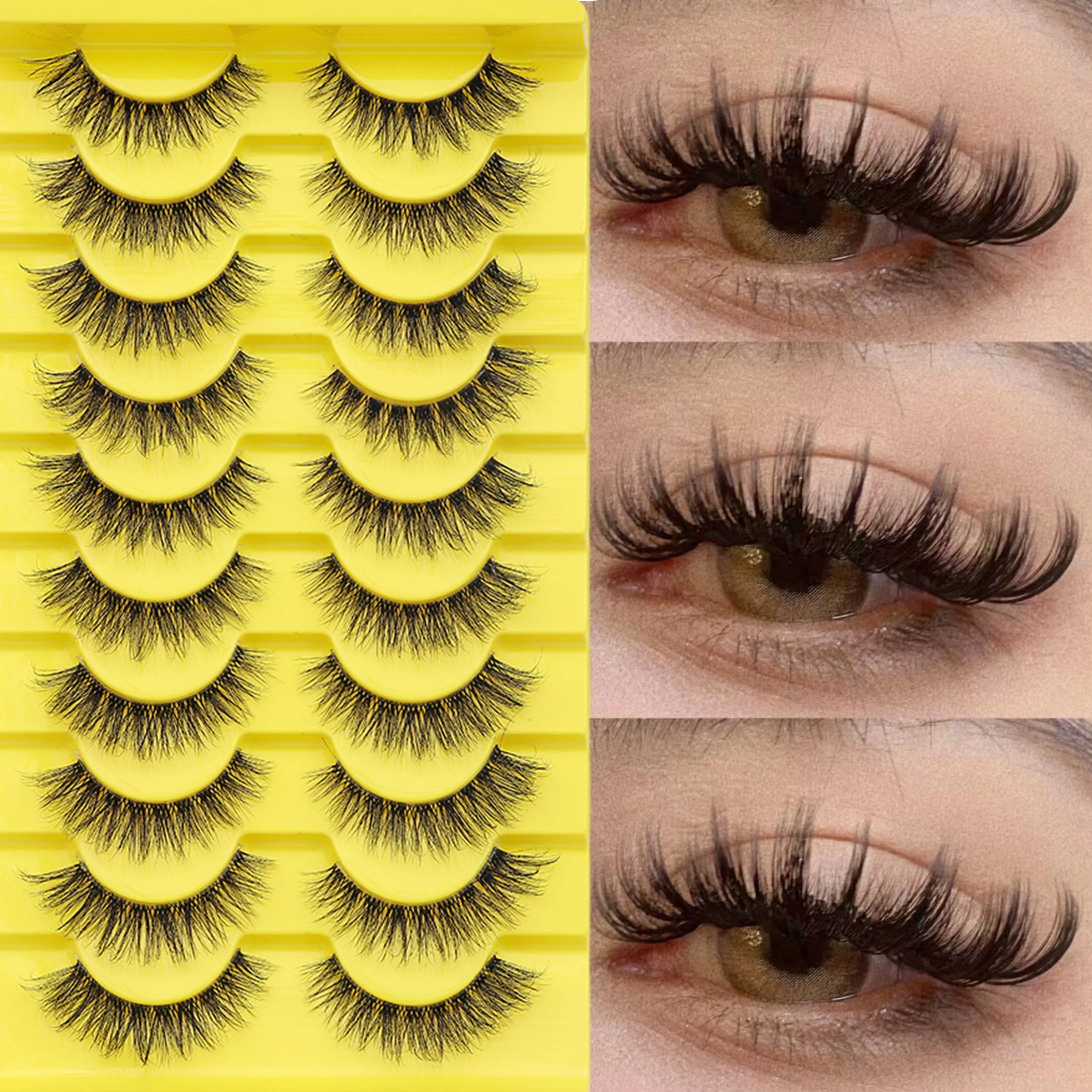 10 Paar hypo allergene dd Curl Slavic Volumen falsche Wimpern-dicker, voller Streifen mit großer 3D-Kurve für dramatisches Augen Make-up