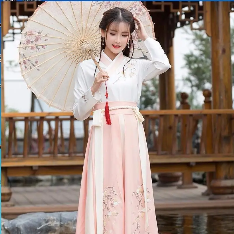 

Hanfu female ancient costume fairy Chinese style elegant, fresh and elegant, improved ancient style daily dress, skirt suit, per