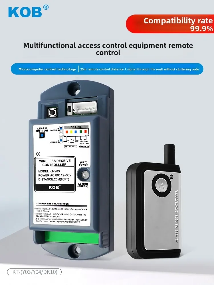 

Система электронного контроля доступа для автоматических дверей марки KOB, одноканальный дистанционный пульт управления, дистанционный выключатель, дистанционное устройство открывания дверей.