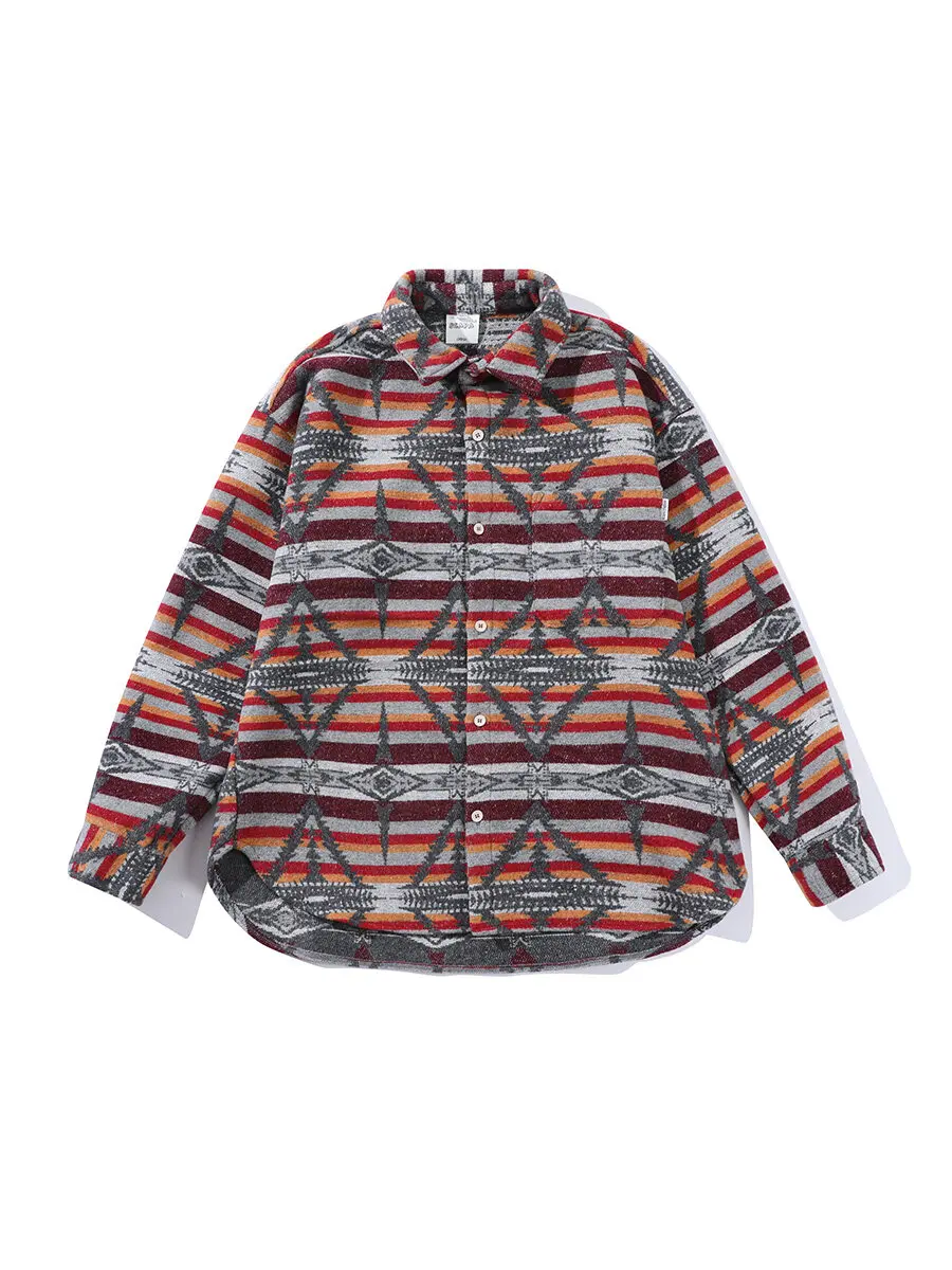 Ethnic woolen warm thick shirt casual men's shirt fashionable day system