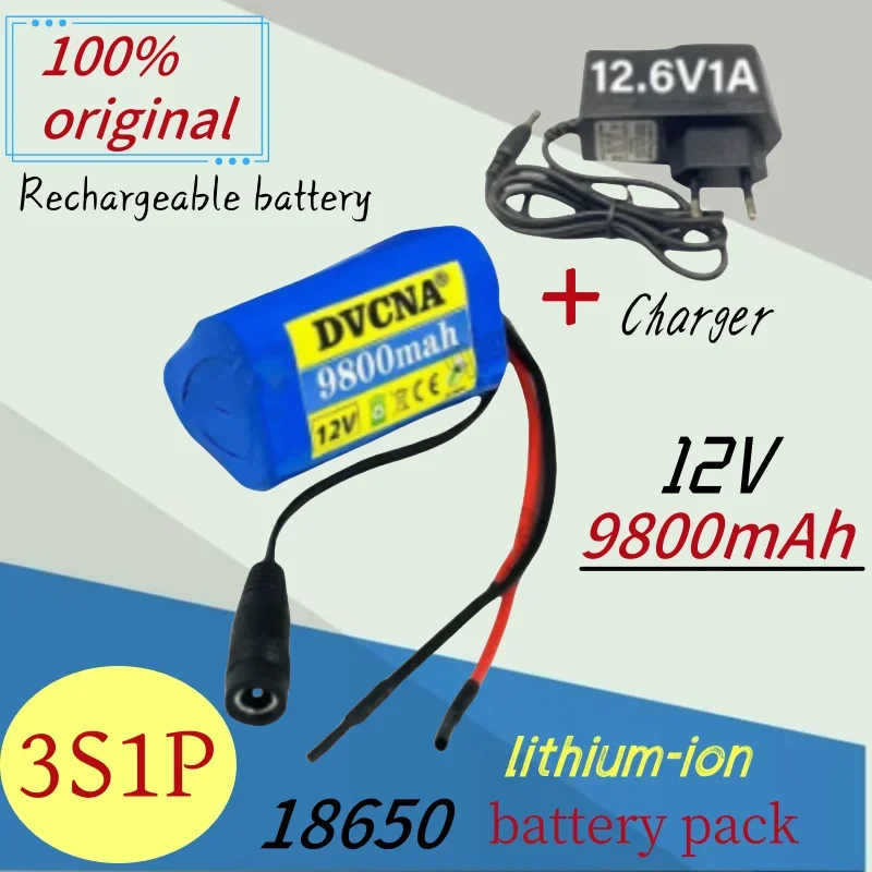 

100% original new 12V 9800mAh 3S1P 18650 lithium-ion battery pack solar audio outdoor battery+12.6V1A Charger