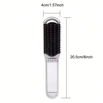 Mini cepillo de pelo 2 en 1, peine de masaje plegable, peine de masaje de cabeza, peines portátiles antiestáticos, peine de masaje de cuero cabelludo con cojín de aire y espejo. 10 best sales Cepillo de pelo portátil - №9