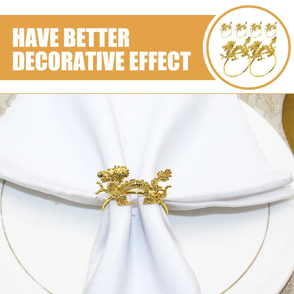 

6pcs Chinese Napkin Rings Table Napkin Decor Elegant Metal Table Decor Reusable Dining Accessories Banquet Home Party
