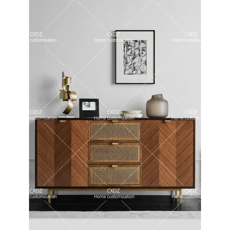Nordic Modern Simple Metal Copper Mesh Decorative Side Cabinet Luxury Entrance Locker Living Room Tea Storage Unit