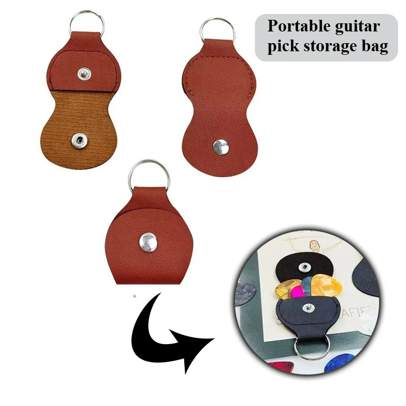 

Black and brown PU leather guitar pick storage case, storage bag, musical instrument accessories