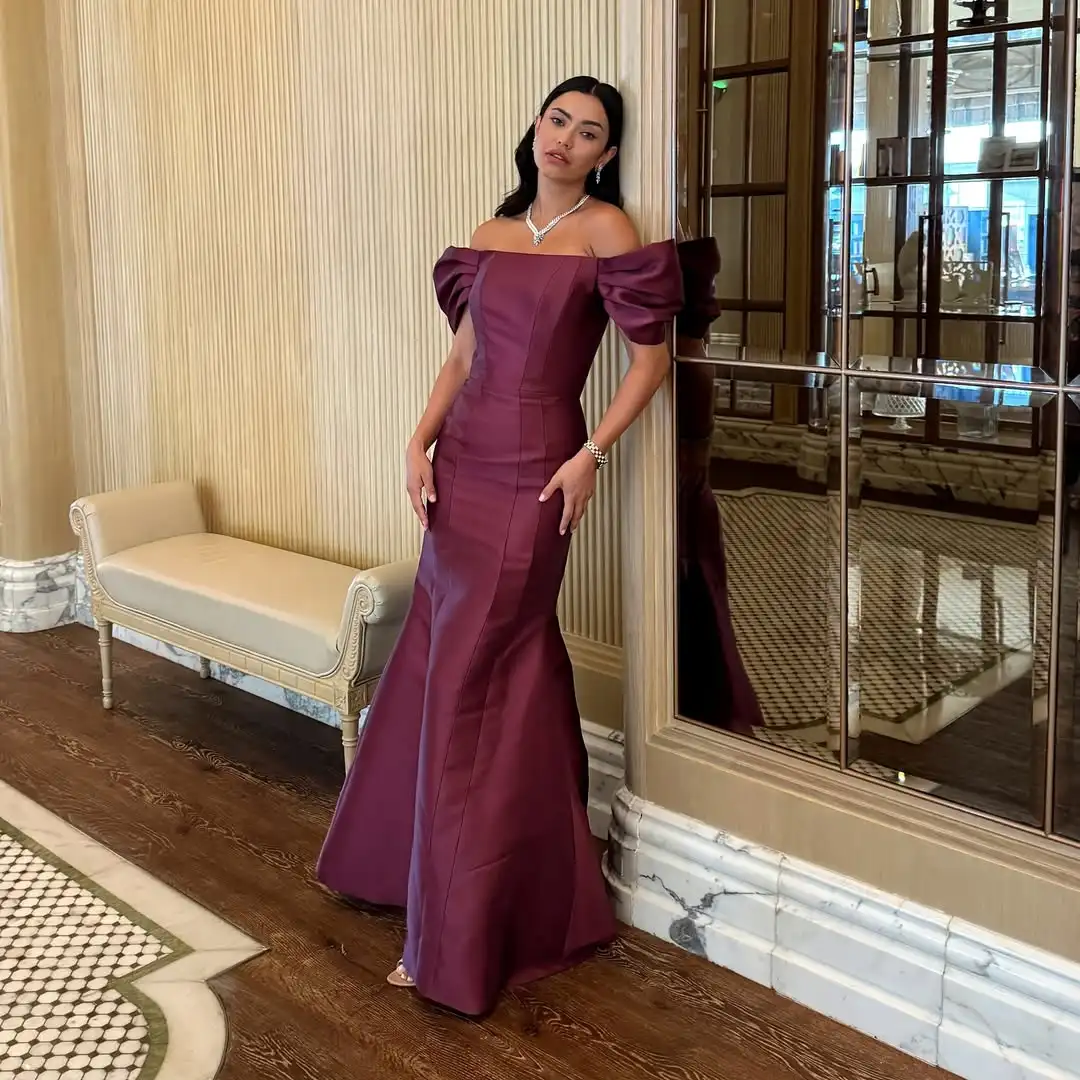 

Customized Mermaid Off The Shoulder Prom Dresses Pleated Floor Length Back Zipper Party Dresses Evening Dresses