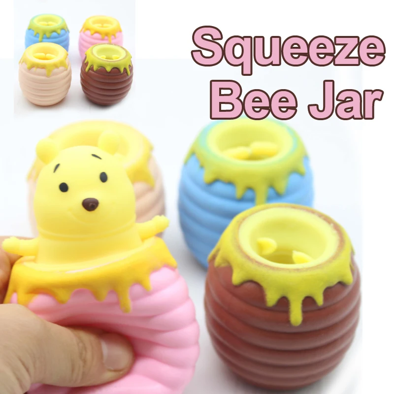 

Anti-Stress Toy Bee Jar Cup Squeeze Fidget Peculiar Toys Squishy Trick Pranks For Kids Adults Gift New Hot Style J194