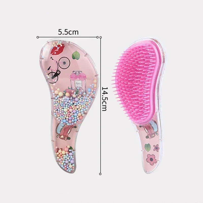 Cute Children Hairdressing Comb for Kids Anti-knot Massage Flowing Bead Hair Comb Children Girls Dress Up Makeups Toy Gifts