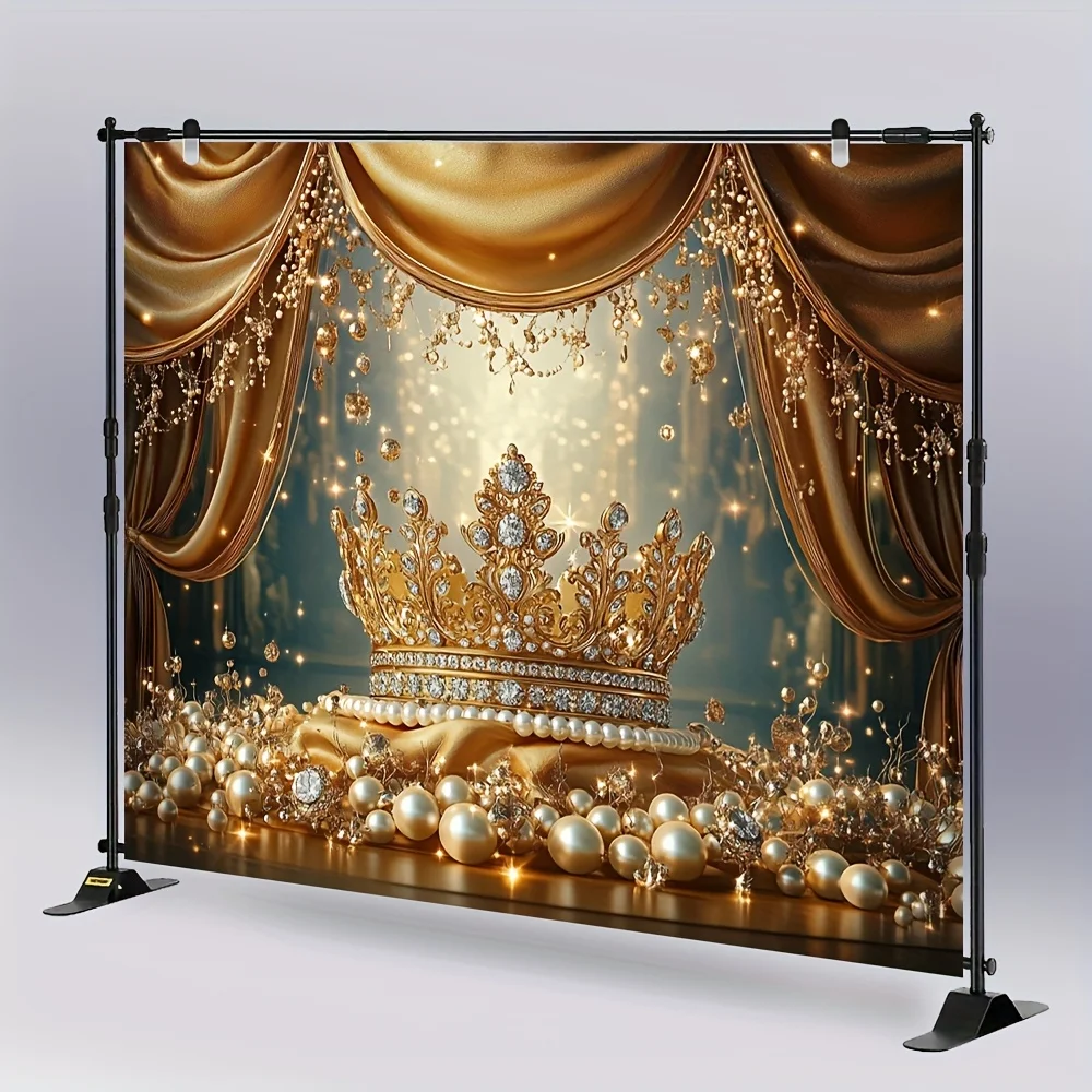 1 luxury royal crown party background - gold and crystal design, sparkling scattered lights, suitable for holiday decoration - view 2
