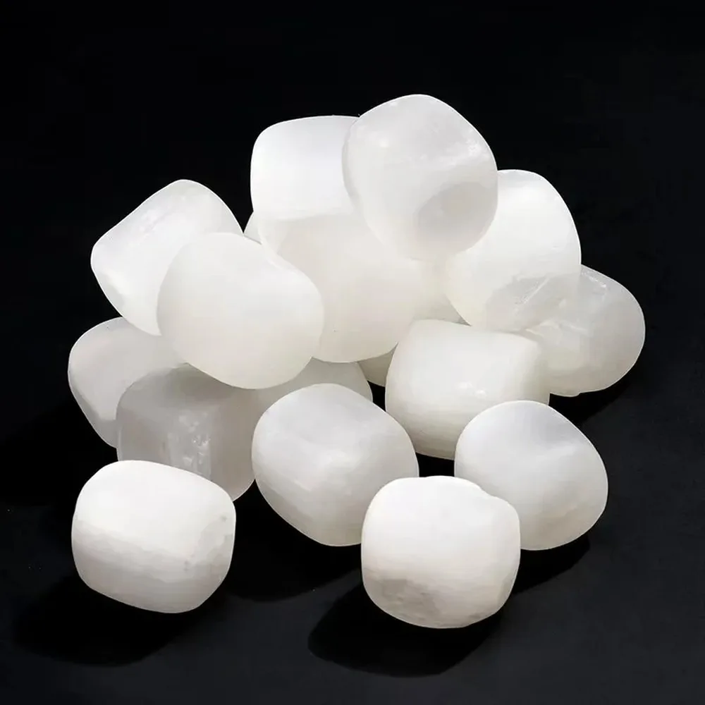 Natural Selenite Tumbled Stones 300g Bulk Raw Quartz Crystal Chips for Reiki Healing, Aquarium Gravel, Succulent