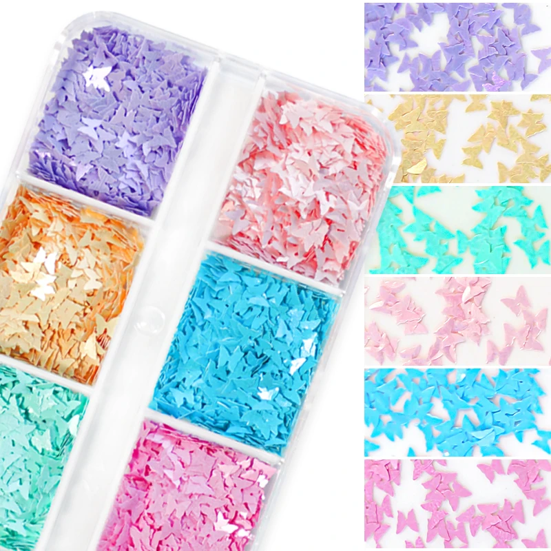 Holographische Schmetterling Nagel Glitter Pailletten Sparkly Laser Flakes Gemischt Farben Paillette Scheiben Maniküre Nägel Kunst Zubehör – Detail 5