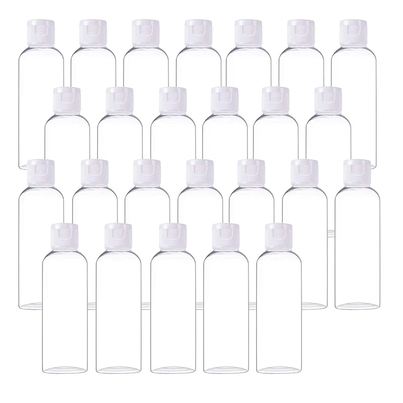 100pcs100 5ml-100ml Clear PET Plastic Empty Travel Bottle with Flip Top Vial for Liquid Toiletries Shampoo Conditioner Dispenser