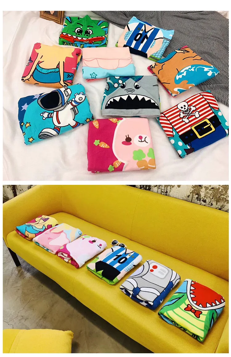 Cartoon Animals Blanket Cartoon Child Kid Hooded Cloak Infant Bathrob Baby Bath Towel Robe Cotton Boy Girl Beach Robe Astronaut