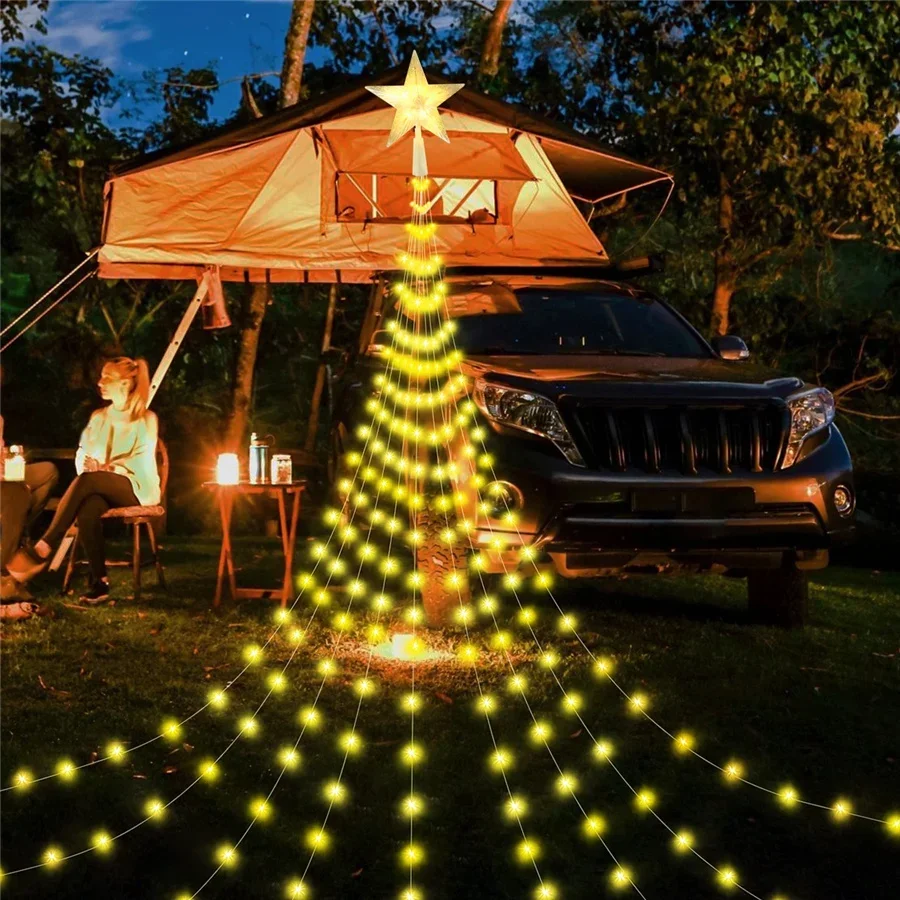 Imagem -02 - Led Five-pointed Estrelas Jardim String Lights Fairy Lights Cachoeira Exterior Decoração do Pátio Festa de Natal 2m Tiras