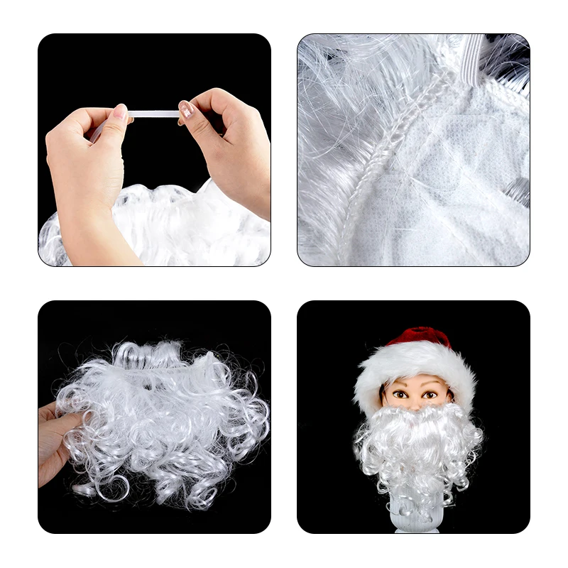 Santa Claus Fake Beard White Moustache Christmas Party Cosplay Props 2025 New Year Decoration Supplies Noel Kids Toy Gift Favors
