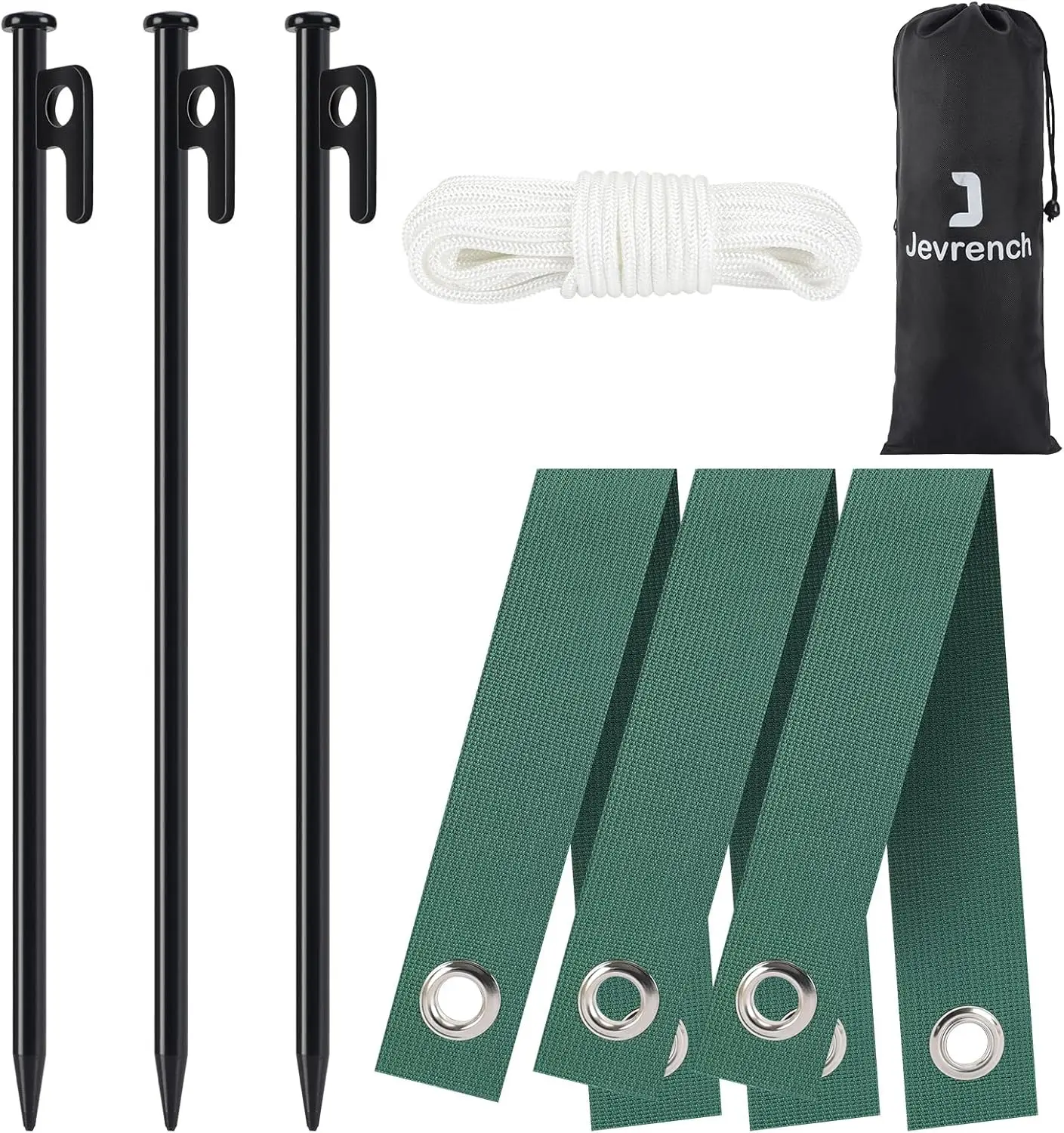

Heavy Duty Tree Stake Kit for Young Trees - 3 Stakes, 3 Straps, 32.8ft Rope, Weather Protection