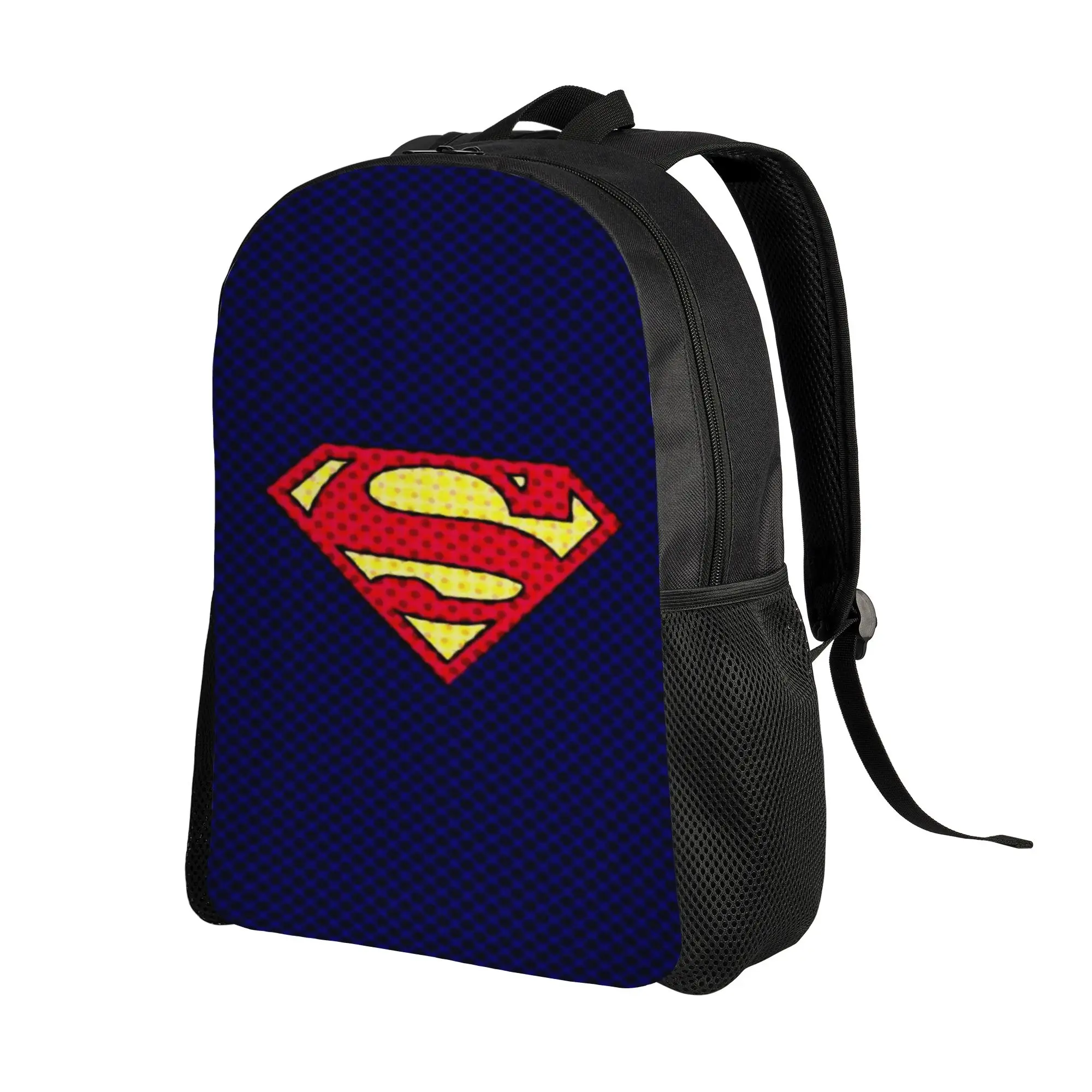 Back to school season Dark Blue Textured Superman Shield Bookbag  Male Lady Dual-Use Backpack