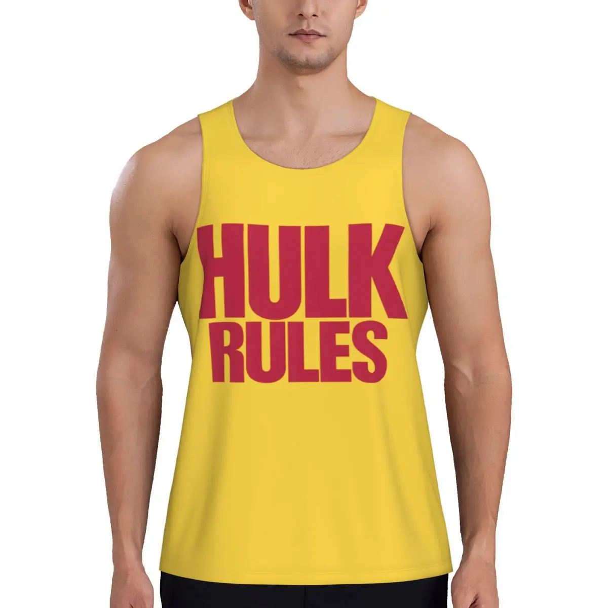 Hulkamania Hulk Hogan Hulk قواعد رجل الصالة الرياضية الملابس اللياقة البدنية قميص بدون أكمام تنفس كمال الاجسام العضلات تانك القمم تجريب الصدرية #2